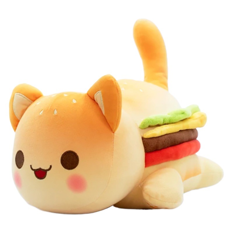 Comida gato hamburguesa gatito muñeca almohada de felpa juguete para niños muñeco de Animal muñeca regalo al por mayor