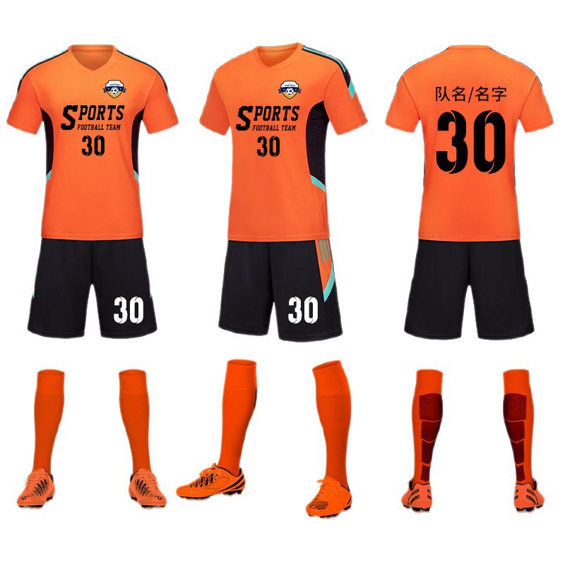 Traje de uniforme de fútbol para niños Estudiante Adulto equipo de entrenamiento de fútbol uniforme competencia manga corta ropa deportiva impresa
