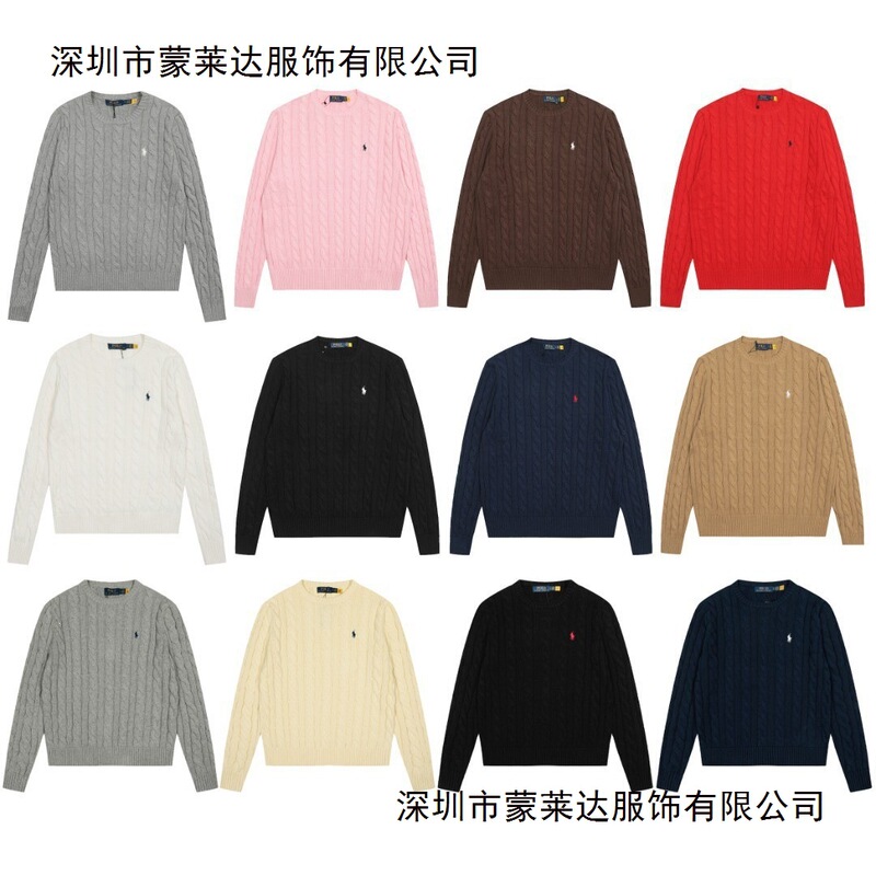 【High Quality】Scan the Qr Code~ Ralph Rl Classic Basic Versatile Men's Knitted Pullover Crew Neck Sweater