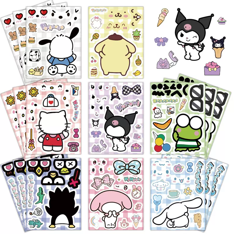 สติกเกอร์การ์ตูน Sanrio กันน้ำ 8 แผ่น