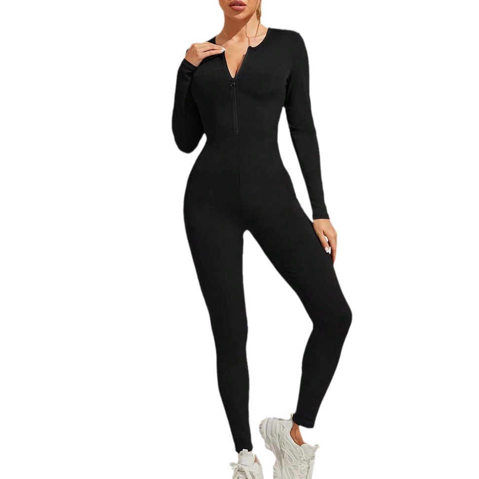 Transfronterizo Amazon europeo y americano otoño e invierno nuevo popular sexy apretado mono hilo pantalones de manga larga para las mujeres