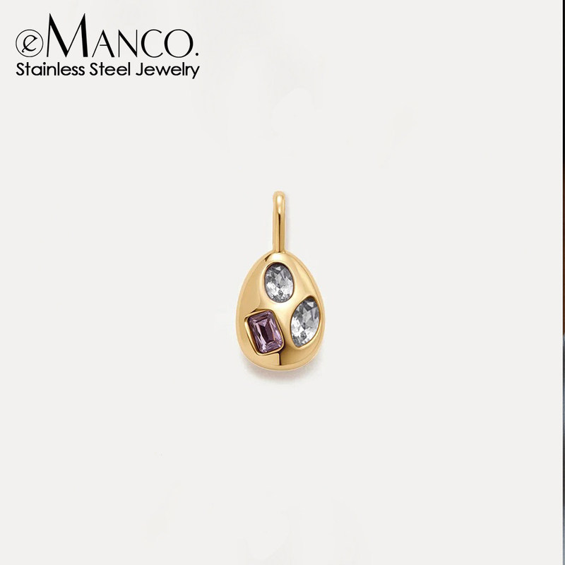 Emanco Titanium Steel Vacuum Electroplated Non-Fading Water Drop DIY Small Pendant with Zircon Necklace Accessories Mini Charm Emanco Titanium Steel Vacuum Electroplated Non-Fading Water Drop DIY Small Pendant with Zircon Necklace Accessories Mini Charm