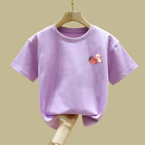 2122# Girls' Summer Wear 2025 Korean Version Loose and Fashionable Short-sleeved T-shirt for Children 