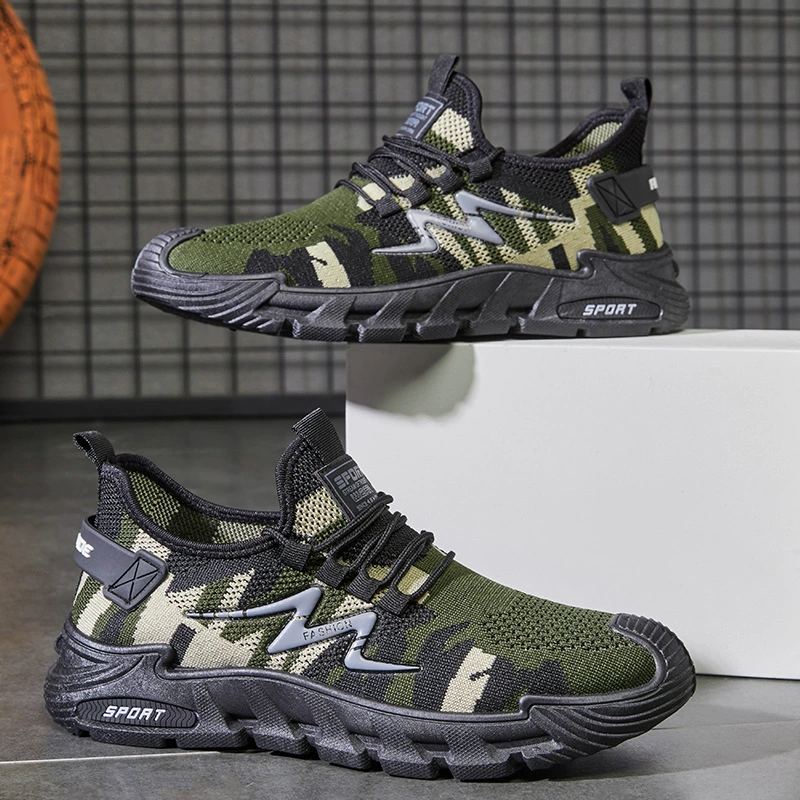 Большой размер внешней торговли мужская обувь модная тенденция дикая новая повседневная спортивная обувь мягкая подошва летающая тканая обувь мужская обувь для бега