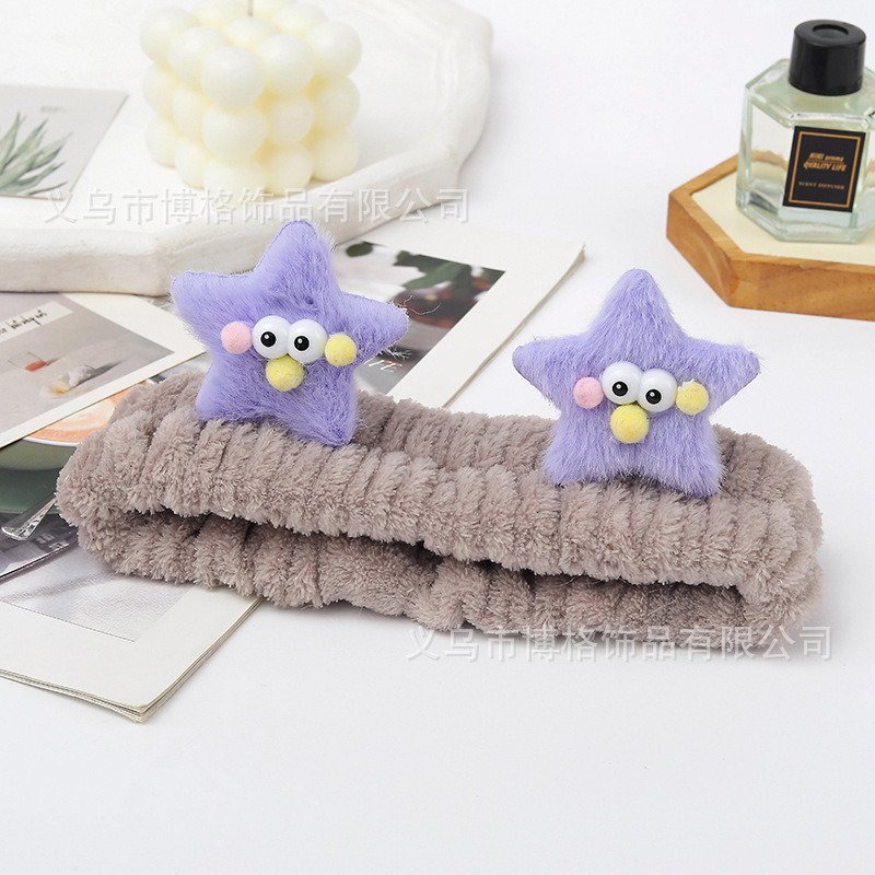 Corea del sur de dibujos animados Tridimensional Linda muñeca de peluche lavado de cara banda de pelo oso estrella diadema maquillaje femenino accesorios para el cabello
