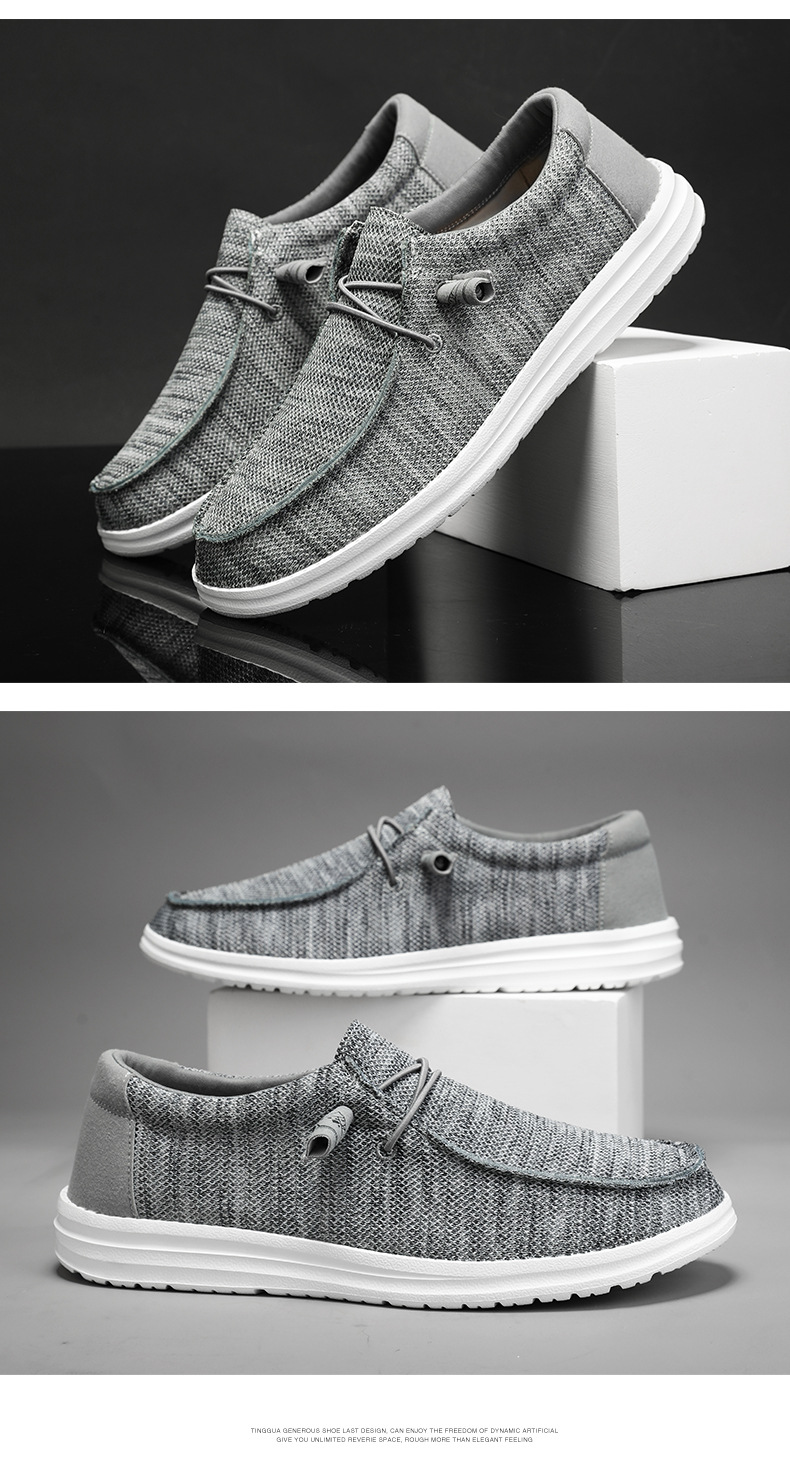Extra Large Size Cross-border Fly-knit Casual Shoes For Men, Lightweight Slip-on Loafers, Flat Shoes, Men's Loafers In_vogvips.com