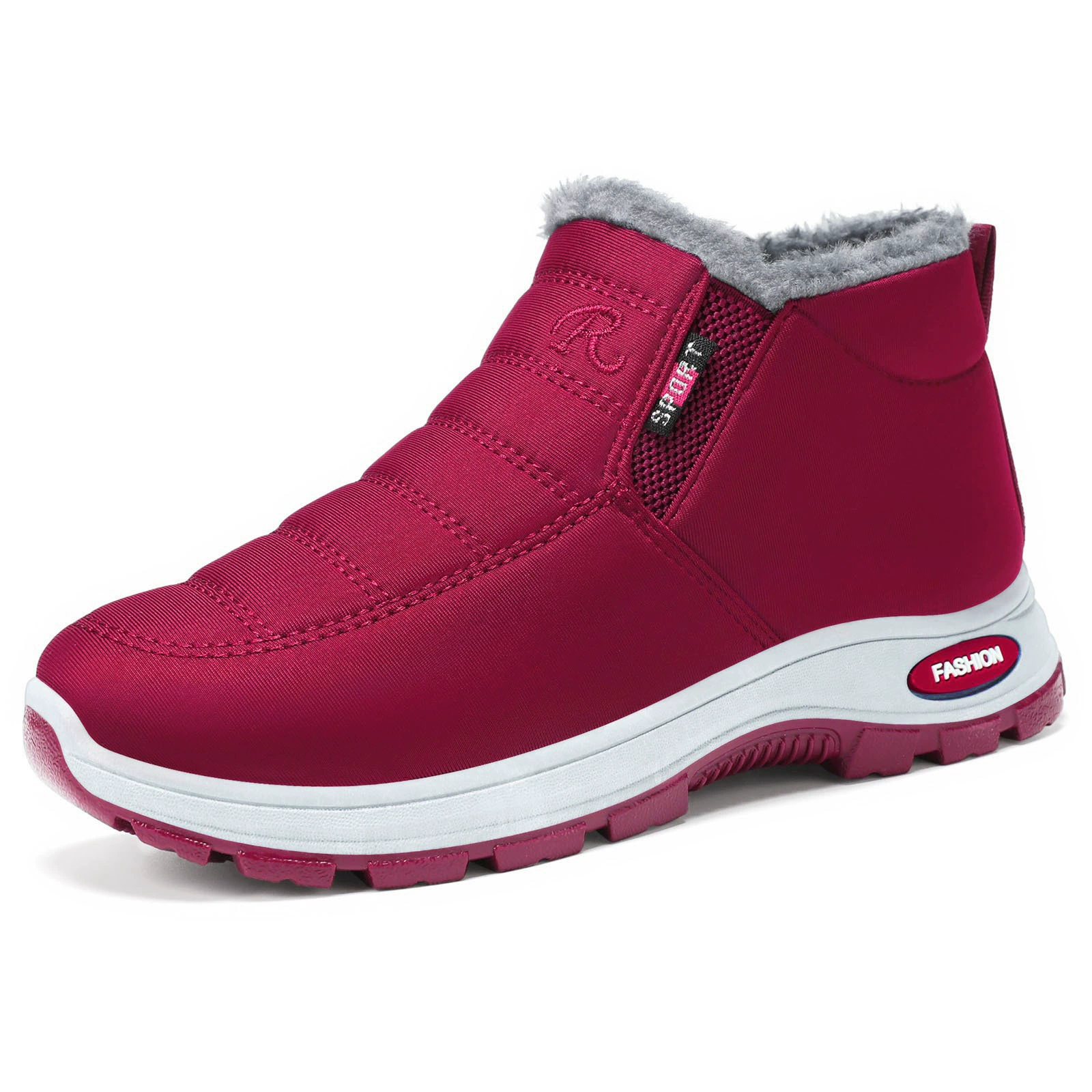 Women's Winter Polyurethane Low Boots, Warm Fleece Lining, Plus Sizes 35–47