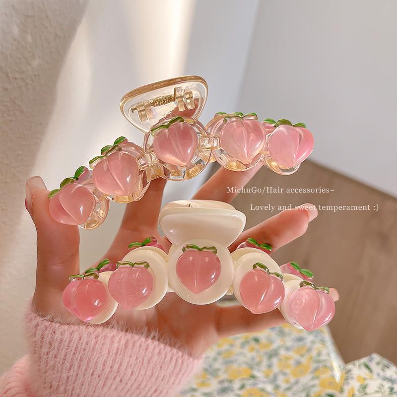 Spring new transparent pink peach clip soft girl Japanese sweet hairpin shark clip hair accessories headdress wholesale
