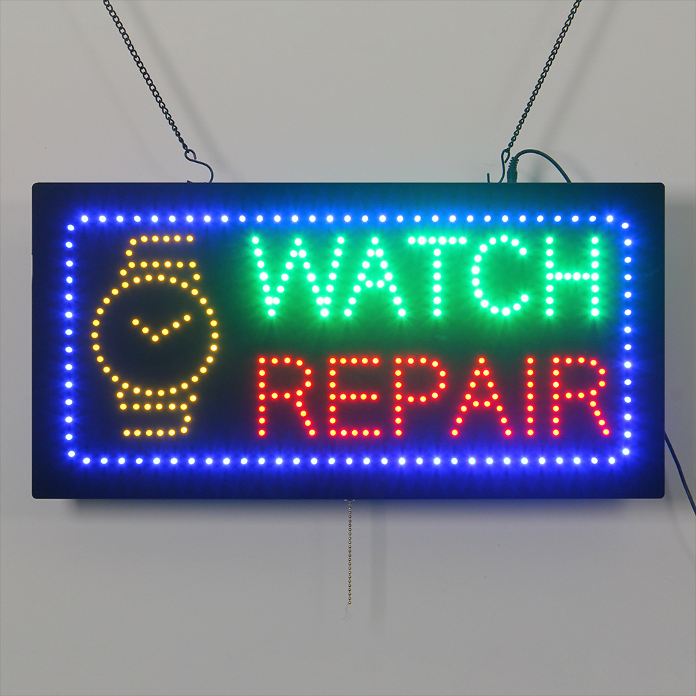 亚马逊室内悬挂门头广告牌维修店LED灯牌 LED WATCH REPAIR SIGN
