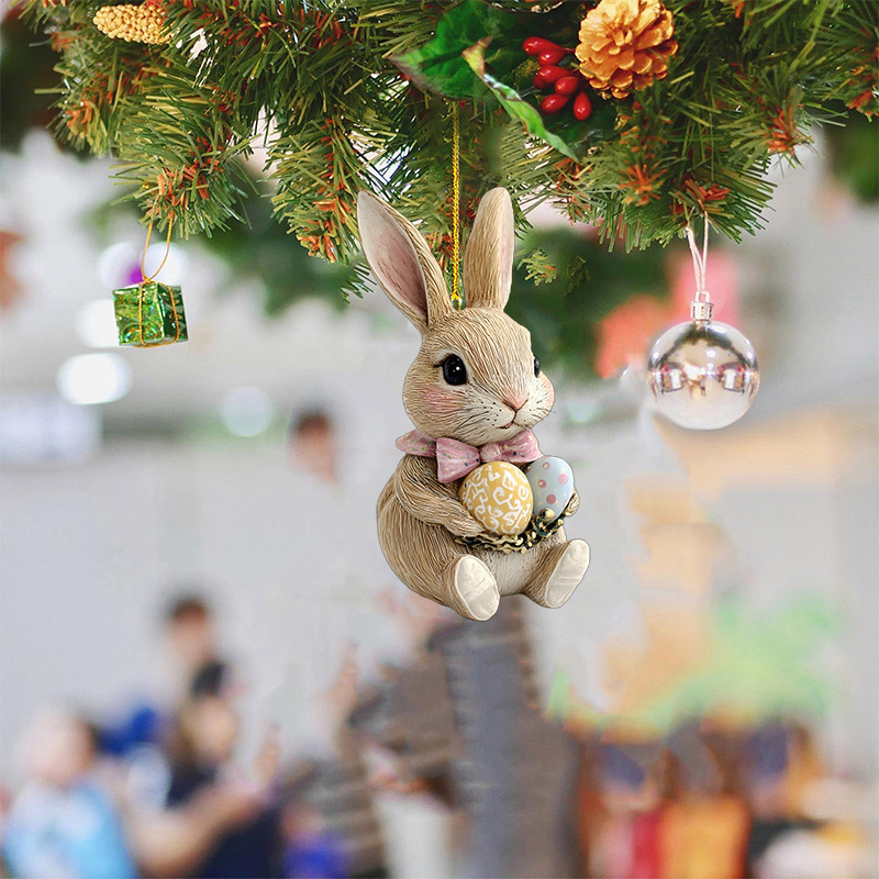 Colgante transfronterizo nuevo huevo de conejo de Pascua colgante acrílico 2D colgante mochila colgante hogar