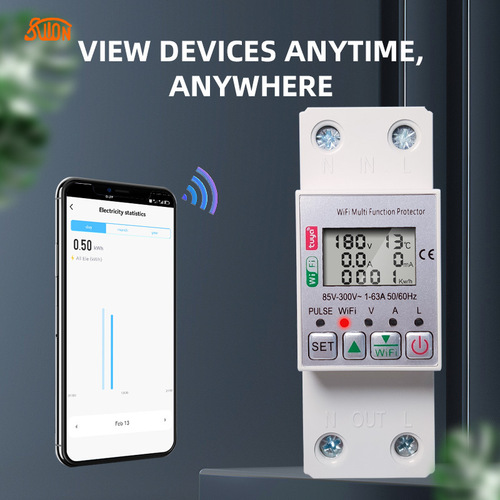 WIFI Smart Circuit Breaker Overvoltage Undervoltage Leakage Protection Graffiti APP Automatic Reclose Prepaid Electric Meter for Export