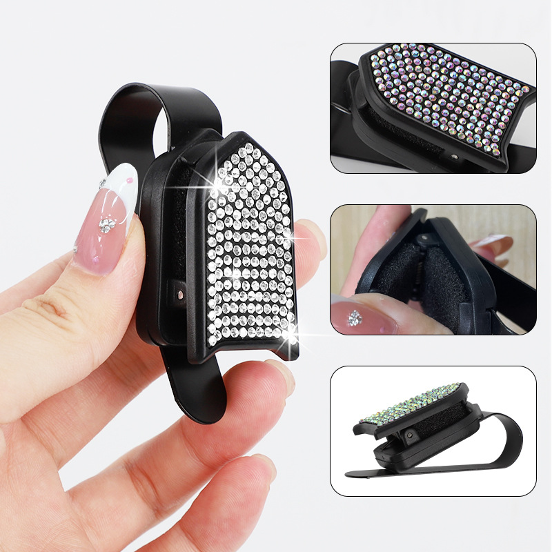 Cross-Border New Car Accessories: Rhinestone Car Document Holder, Car Sun Visor Sunglasses Holder, Receipt Holder, Interior Decoration