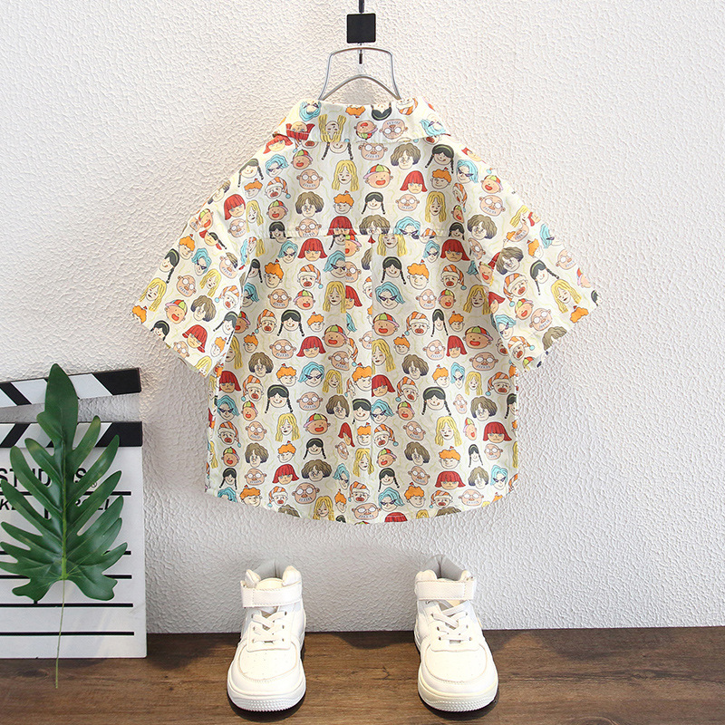 8026 Camisa de manga corta para niños Verano 2025 Nuevo estilo Niño Estilo extranjero Tesoro masculino Verano Camisa de verano para niños coreanos