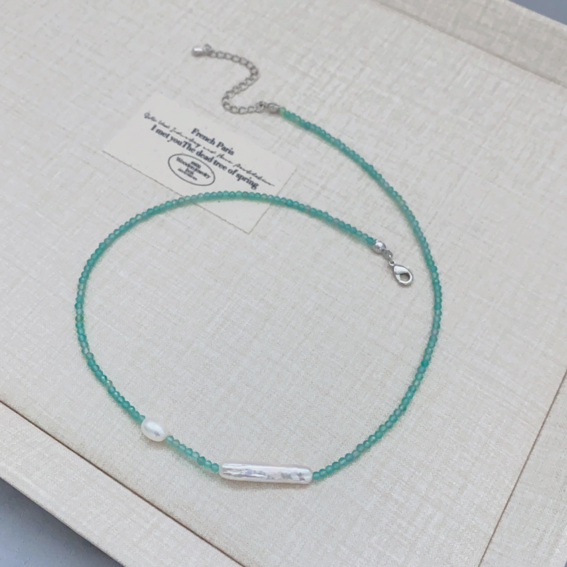 Retro small design beaded bracelet jade pearl handmade