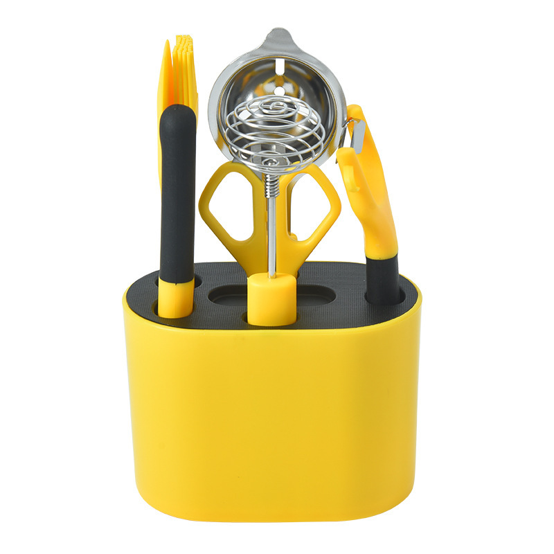 conjunto multifuncional de tijeras, cuchillo de frutas, herramienta de corte de piel con asiento de almacenamiento, conjunto combinado de herramientas de cocina