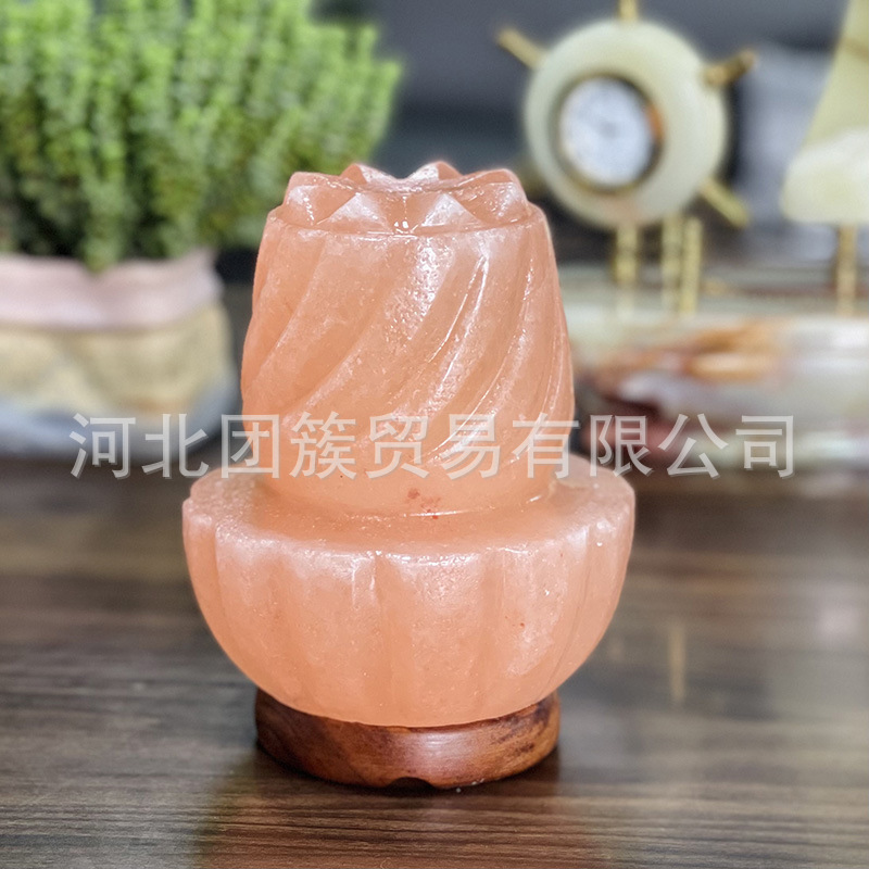 Factory wholesale export Crystal Rose salt lamp Himalayan crystal salt Pakistan salt shape Lotus