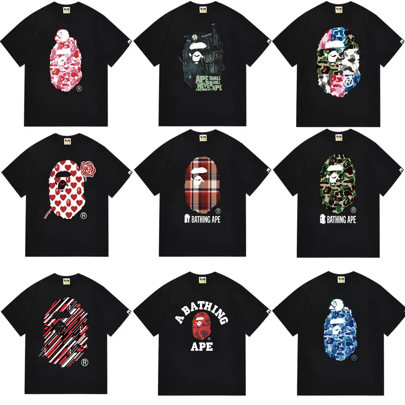 ขายส่งเสื้อเชิ้ตแบรนด์เนมแนวข้ามพรมแดนจากต่างประเทศ ผ้าหนา เกรดพรีเมียม รุ่น Bapet เสื้อเชิ้ตผู้ชายแขนสั้นลายหัวลิง ผ้าฝ้ายแท้ 260 กรัม ส่งตรงจากโรงงานผู้ผลิต