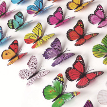 仿真彩色蝴蝶3D立体仿真蝴蝶PVC蝴蝶贴配件装饰品源头工厂批发