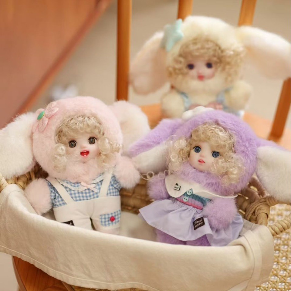 搪胶潮玩可可酱米朵朵跳跳糖玩偶挂件长耳兔巴比娃娃卡通毛绒玩具