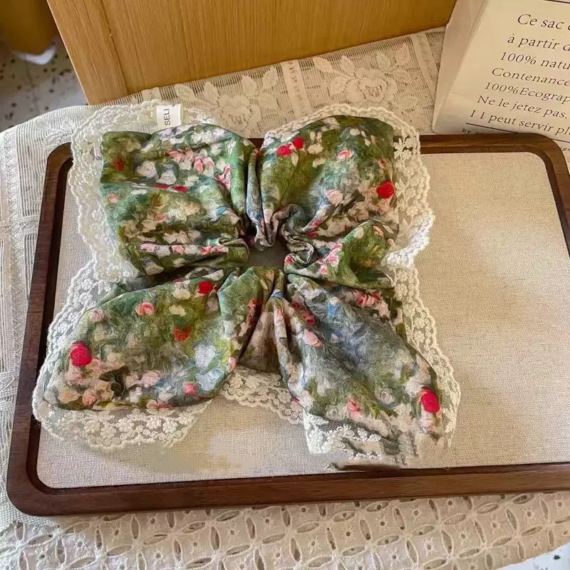甜美清新蝴蝶结大肠发圈蕾丝花边新款马尾发绳少女头绳发饰批发|undefined