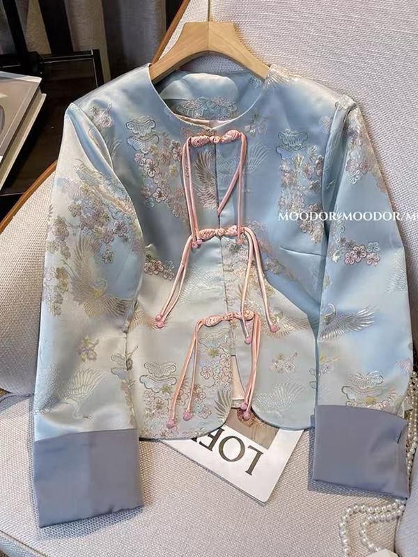 新中国式重工刺繍気質コート女性軽国風復古盤ボタン流蘇コートがやせて見える春秋服|undefined