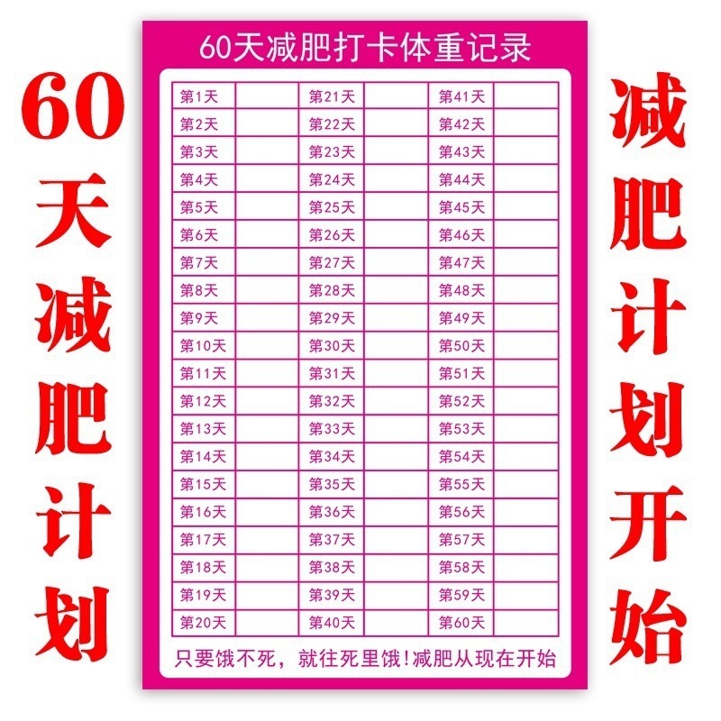 计划表减肥打卡记录表天天天天减肥墙贴磁吸批发|undefined