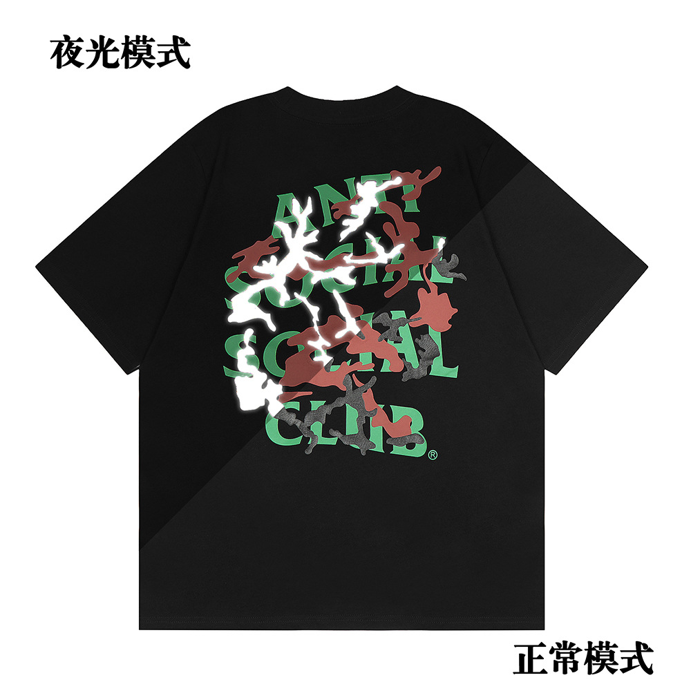 Diferencia de moneda del mercado ASSC CLUB fujiwaro Lightning serie impresa camiseta suelta de manga corta para hombres y mujeres