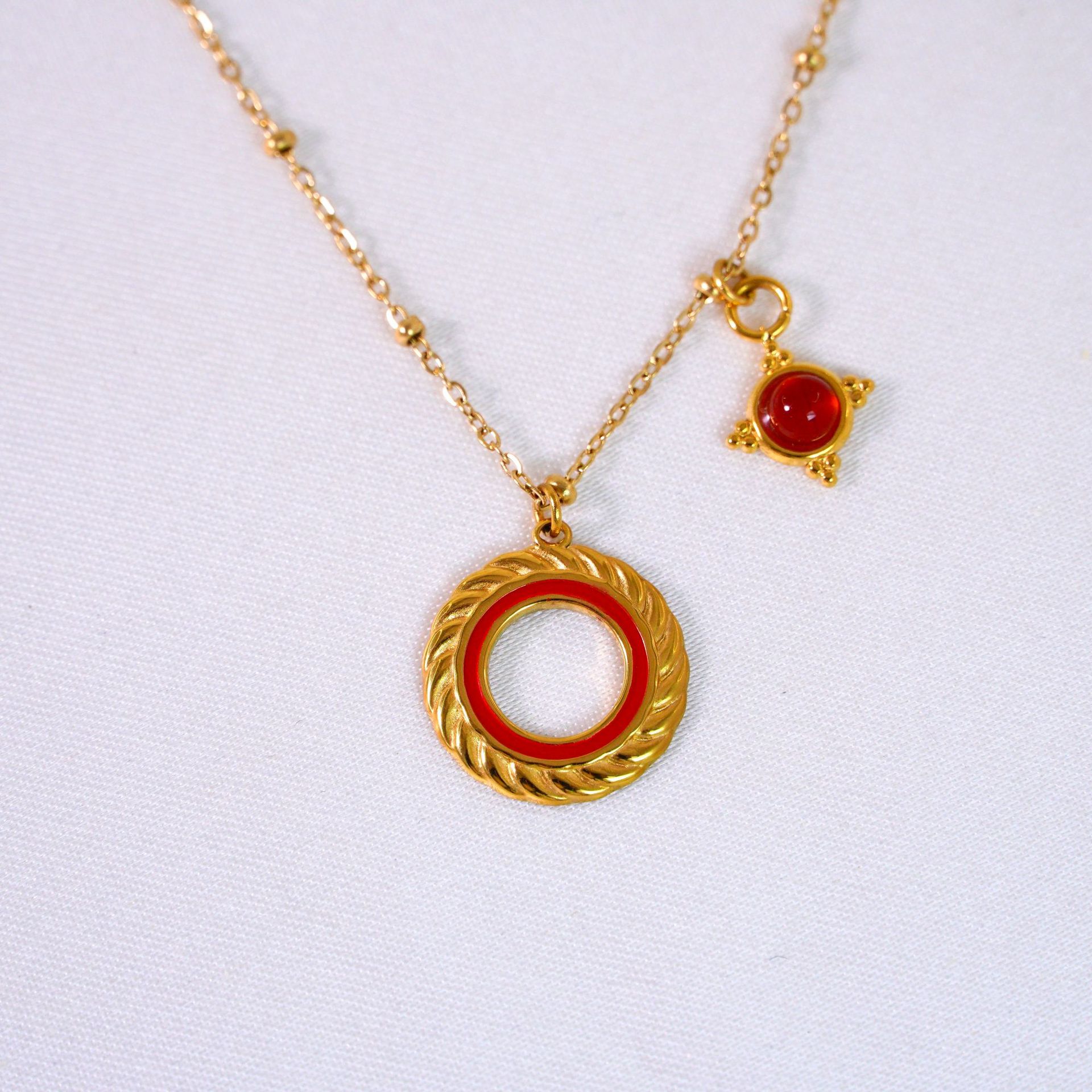 Elegant Lady Simple Style Natural Stone Titanium Steel Geometric Plating Women's Jewelry Set display picture 5