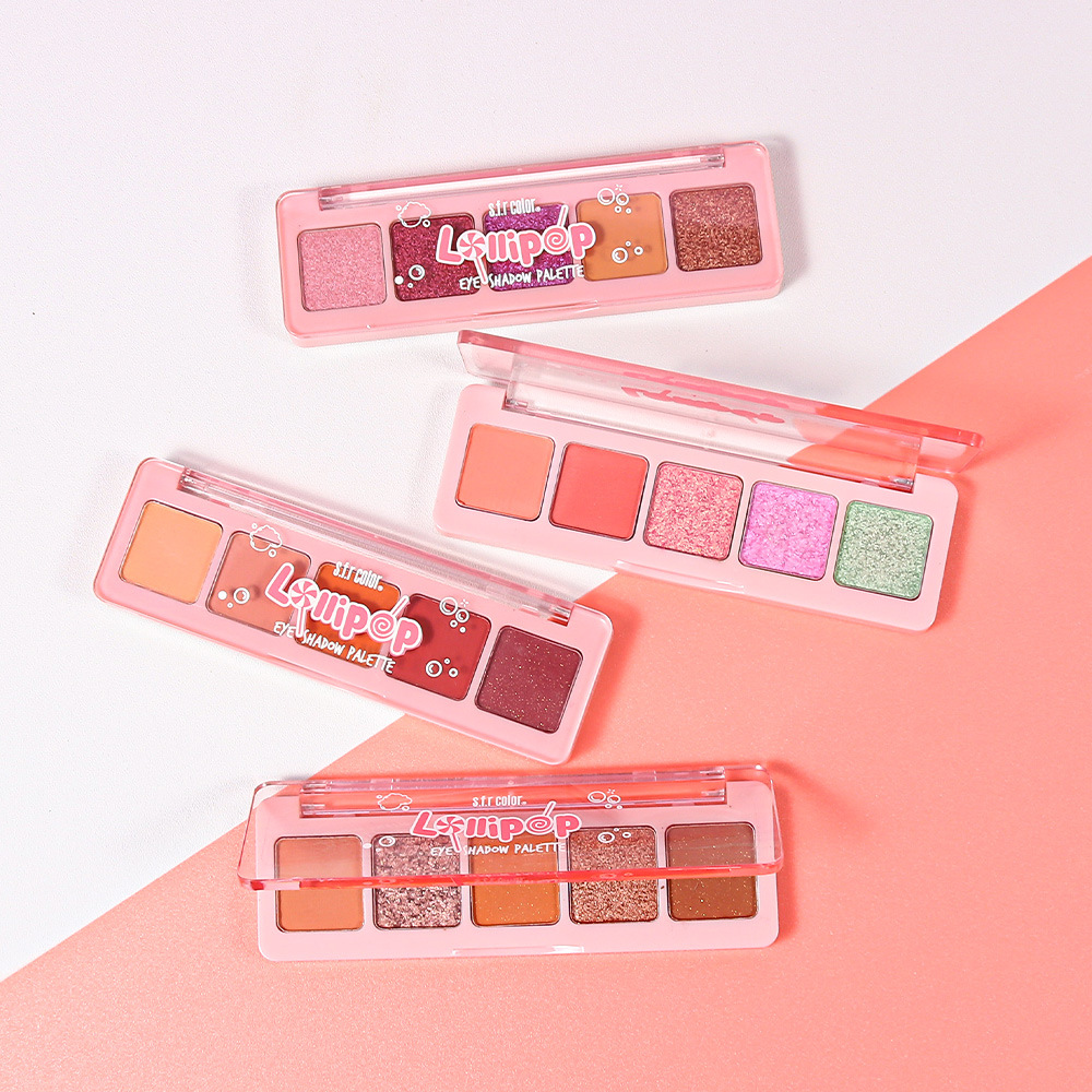 Polvo delicado perlado sequin mate 5 color eye shadow disco al por mayor comercio exterior principiantes marcas de nicho in barato