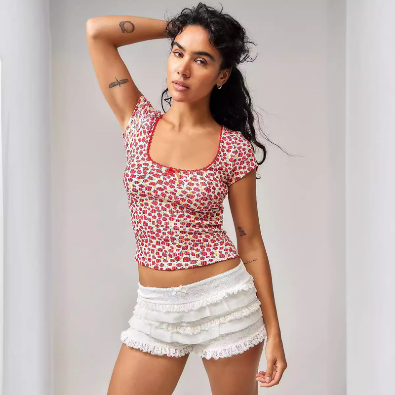 S32240 European and American Hot Selling Multi-Layer Cake Stacked Shorts Hot Pants Hot Girls Sexy Fashion Lace Shorts Women