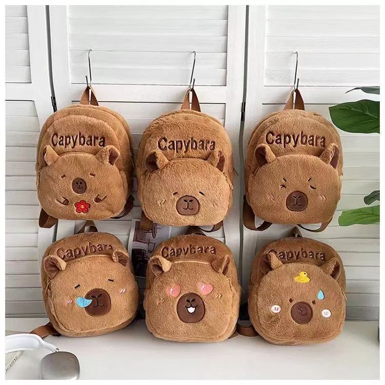 Japanese-style Katto Capibara children's schoolbags, plush toys, backpacks, cute dolls, claw machine figurines, gifts Item Picture