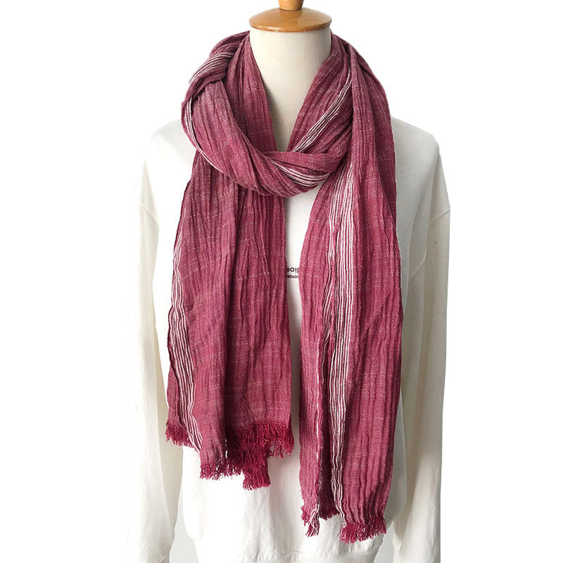 外国貿易ヨーロッパとアメリカの無地メンズスカーフ秋と冬の新しい日本と韓国のストライプ装飾シルクスカーフクロスボーダー綿とリネンのスカーフトレンド