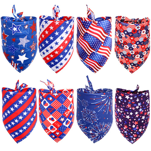 Cross-border pet triangle scarf mouth towel USA Independence Day dog flag mouth towel bib pet supplies wholesale