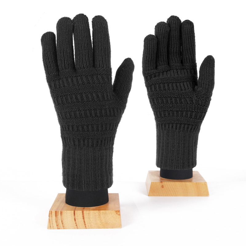越境してよく売れている成人の冬の手袋の女性の両面のジャカードのメリヤスのタッチパネルの保温とベルベットの騎乗の手袋の男|undefined