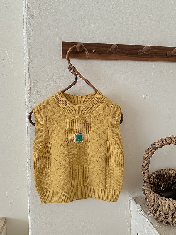 Primavera coreana para niños chalecos de arroz blanco literario camiseta de jersey para niños y niñas primavera y otoño sin mangas hombros