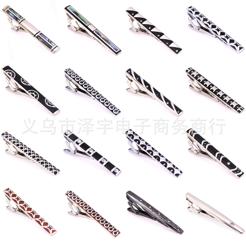 Fashion Men's Tie Clip Wire-drawing Crystal Shell Tie Clip Business Men Tie Clip Factory Price Sale