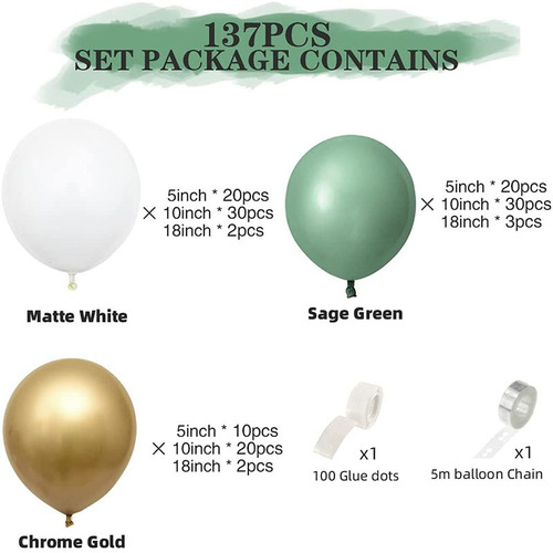 Cross-border new retro green latex balloon package children's birthday party decoration supplies balloons