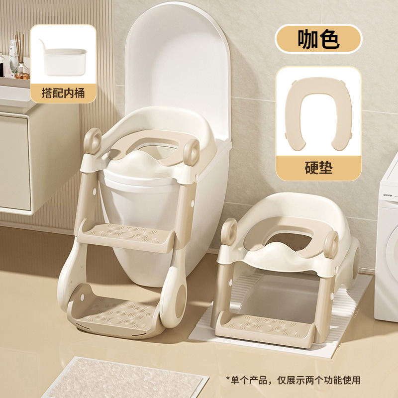 Asiento Inodoro Infantil con Escalera 3 en 1 Plegable y Portátil de Plástico PP