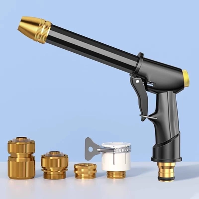 and Spraying, Connects to Tap – High pressure car wash water gun - high-pressure-black-gun-with-metal-four-way-connector