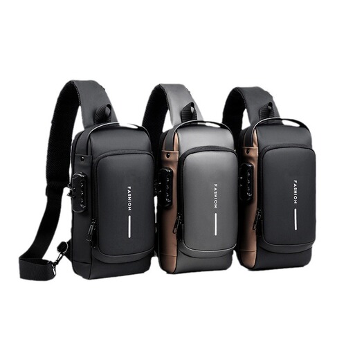 Men's Motorcycle Bag Password Anti-theft Chest Bag Men's Bag Shoulder Bag Sports Waist Bag Casual Multi-functional Crossbody Bag 