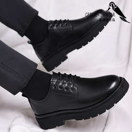 品牌特价秋冬季新款星头啄木鸟男鞋真皮男士正装皮鞋休闲内增高鞋