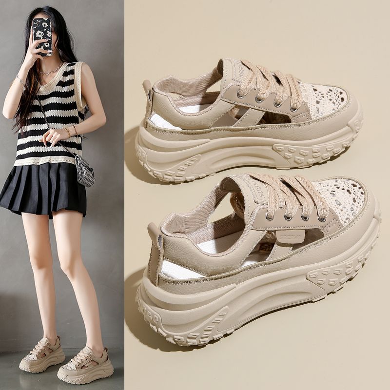 Zapatos de red de altura transpirable de suela gruesa, zapatos de verano delgados, zapatos de moda para padres, zapatos deportivos casuales de suela suave para niños