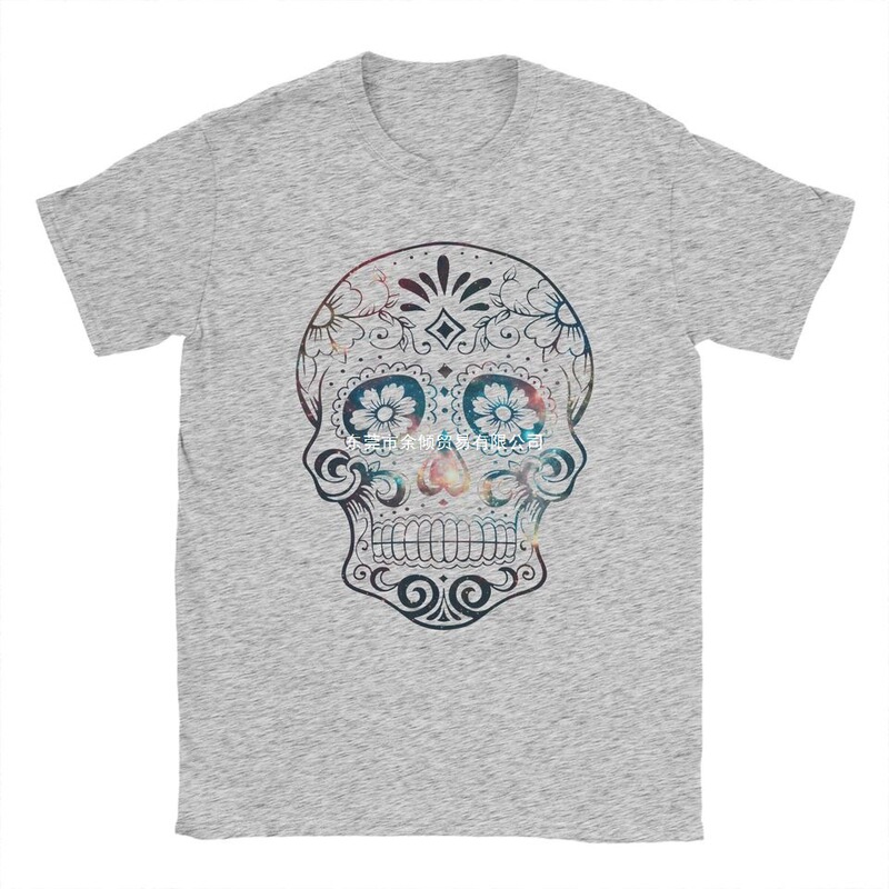 Sugar Skull All Saints T-Shirt Men's Pure Cotton Vintage T-Shirt Crew Neck Death Day T-Shirt Short Sleeve Classic Clothing