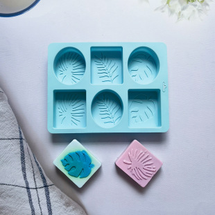 6 even square oval leaves 604 silicone soap mold DIY aromatherapy handicrafts making soap mold candle egg