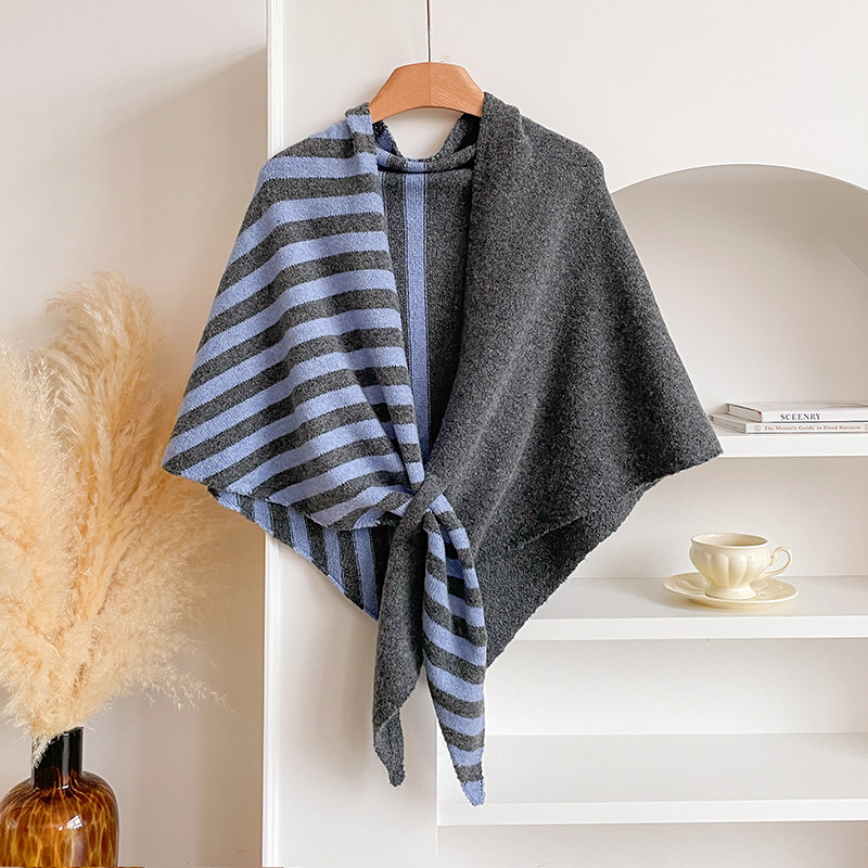 Bufanda Triangular de Lana Estilo Casual 2025 para Mujer, Calentador de Cuello para Otoño e Invierno, Chal Grande de Color Sólido para Habitaciones con Aire Acondicionado.
