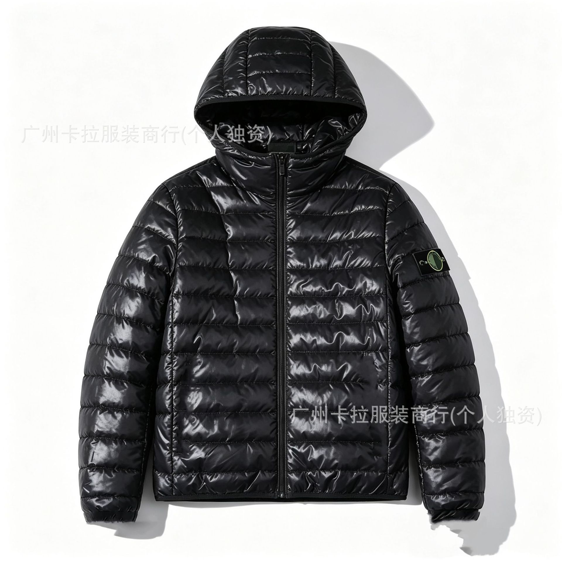 Foreign trade cross-border style STON European and American unisex classic embroidered sleeve patch down cotton jacket with hood and zipper