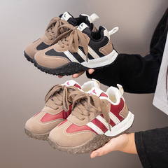 Children's Sports Shoes 2025 Autumn/Winter New Boys Running Shoes Fashion Girls Casual Shoes Medium Kids Fleece Cotton Shoes