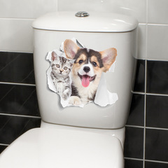尚易SPZ-S0469小貓小狗馬桶蓋裝飾牆貼自粘浴室跨境直采馬桶貼紙