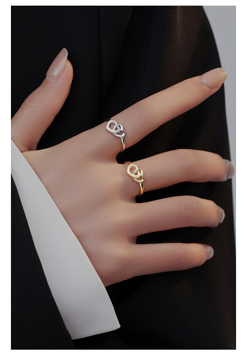 Open Ring Classification 925 Sterling Silver Heart Shape Open Ring