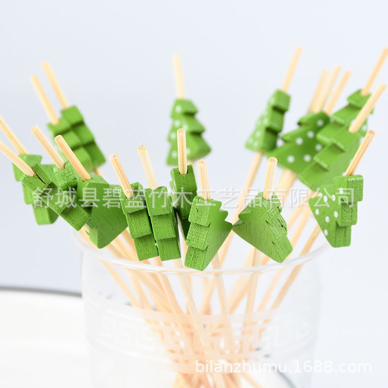 Suministro de Navidad Fruit Stick Disposable Bamboo Stick Navidad Burger Cocktail Party Fruit Tickle